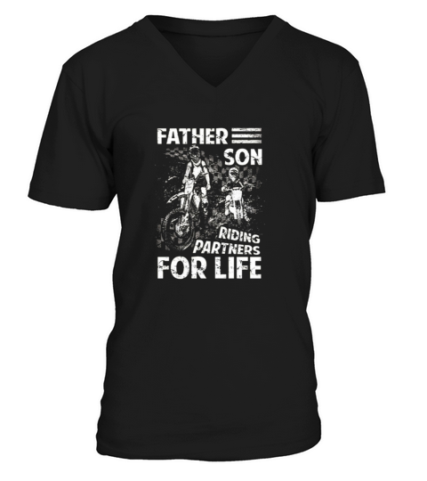 DIRT BIKE T-SHIRT, FATHER SON RIDING PAR V-Neck T-shirt