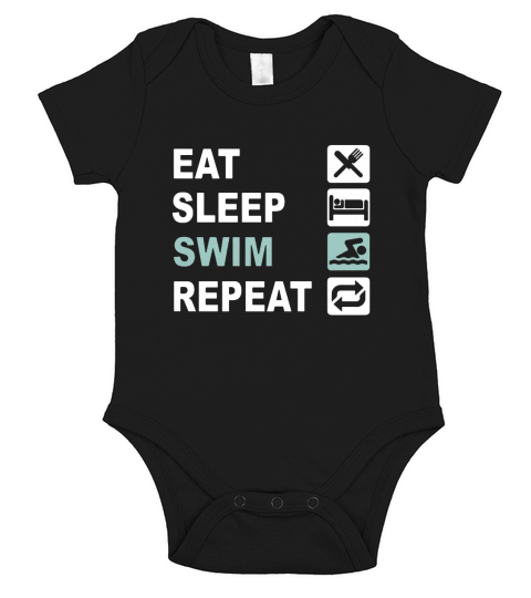 EAT SLEEP SWIM REPEAT Short Sleeve Baby One-Piece
