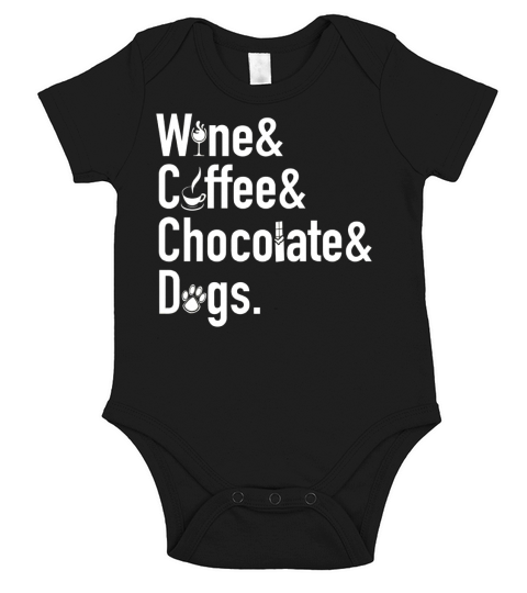Wine Coffee Chocolate And Dogs Short Sleeve Baby One-Piece