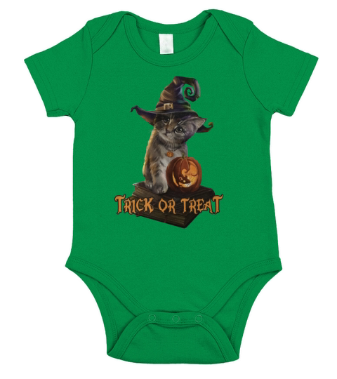 Kitty Witch Halloween Short Sleeve Baby One-Piece