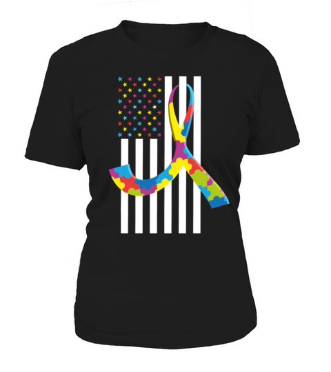 Autism Awareness Month - American Flag Women's T-Shirt