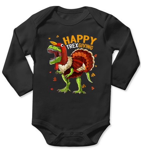 T-Rex Dinosaur Turkey thanksgiving ugly Long Sleeve Baby One-Piece