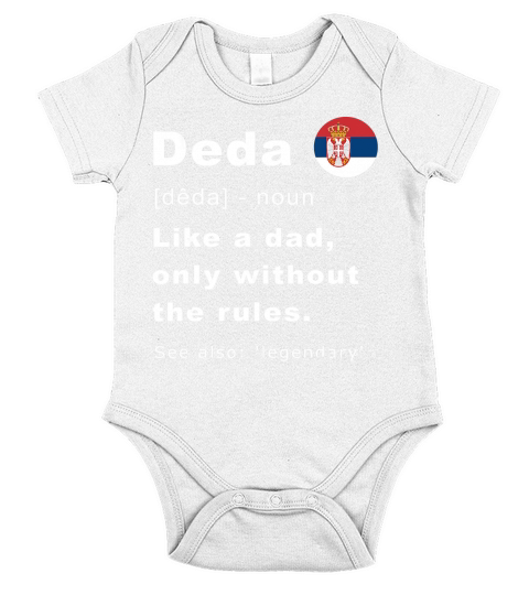 Deda Definition Serbian Grandpa Fathers Day Gift T-Shirt Short Sleeve Baby One-Piece