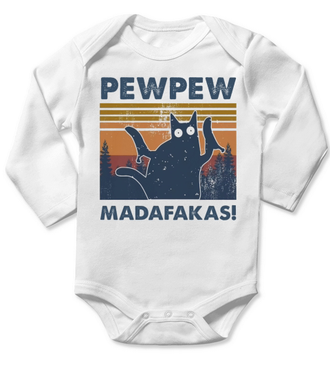 Pew pew madafakas retro style Long Sleeve Baby One-Piece
