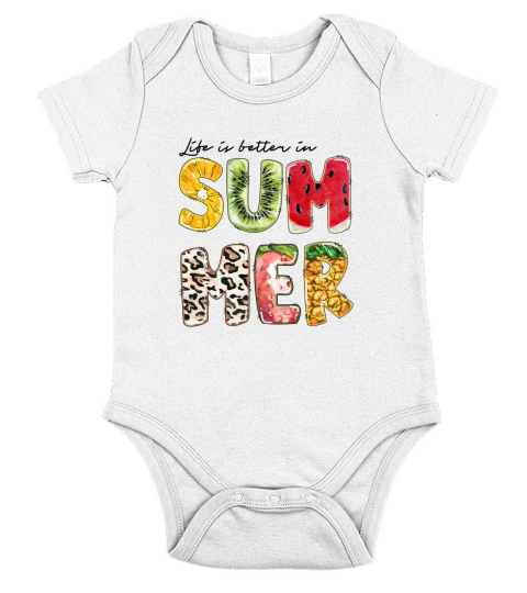 Life is better in summer sublimation Short Sleeve Baby One-Piece