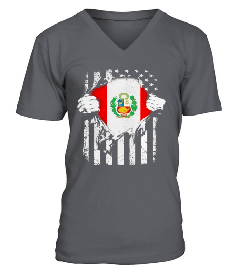 Super Peru Hearts American Patriot Flag Peruvian V-Neck T-shirt