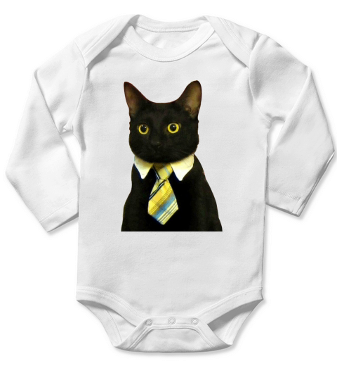 Business Cat Long Sleeve Baby One-Piece