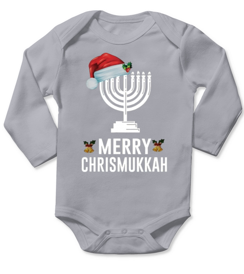 Happy Chrismukkah Funny Hanukkah And Merry Christmas Long Sleeve Baby One-Piece