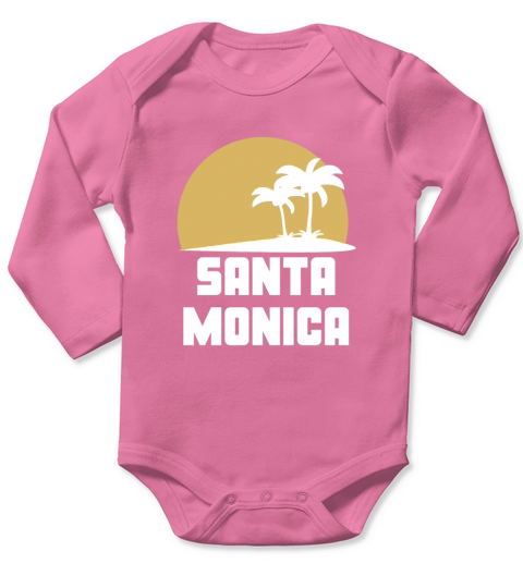 Santa Monica California Sunset Palm Trees Beach - Mens Muscle T-Shirt Long Sleeve Baby One-Piece
