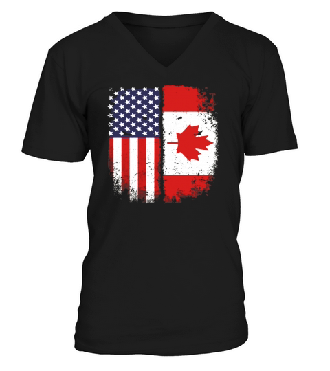 Canadian American Flag T-shirt Canada America Vintage Tee V-Neck T-shirt