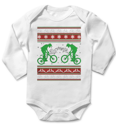 BICYCLE UGLY CHRISTMAS SWEATER Long Sleeve Baby One-Piece