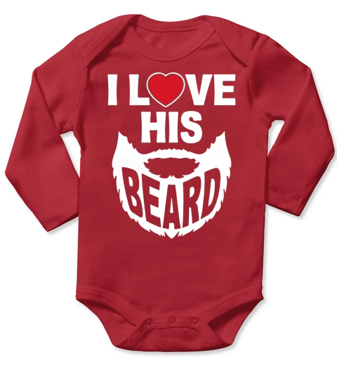 Womens I Love His Beard Wife T-Shirt Long Sleeve Baby One-Piece