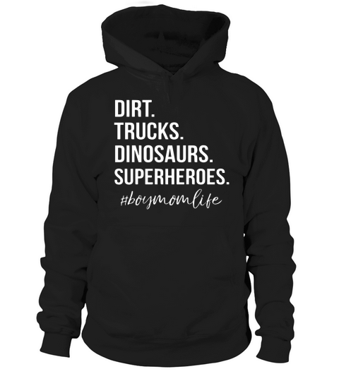 Boy Mom Life Dirt Trucks Dinosaurs #boymomlife Hoodie Unisex