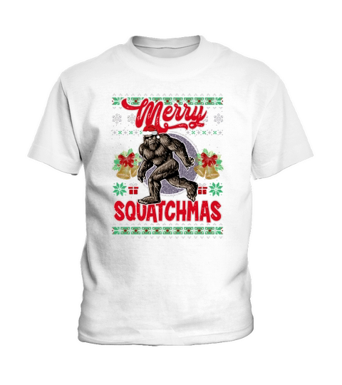 Merry Squatchmas Bigfoot Ugly Christmas shirt Kids T-Shirt