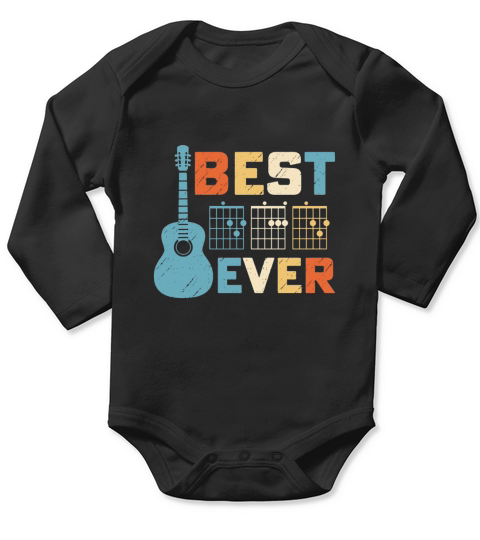 Best Dad Ever Guitar Chords Classic - Dad gift Long Sleeve Baby One-Piece