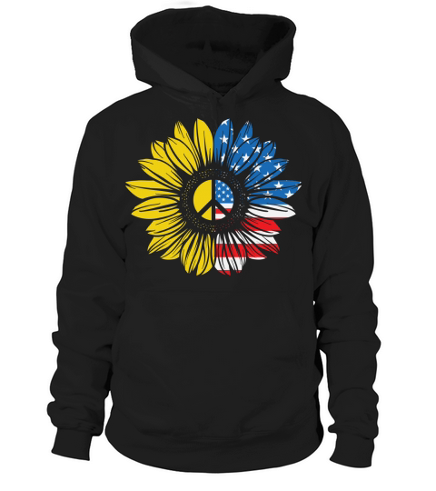 Sunflower USA Flag Patriotic 4th of July Hoodie Unisex