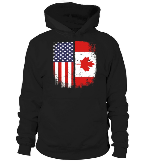 Canadian American Flag T-shirt Canada America Vintage Tee Hoodie Unisex