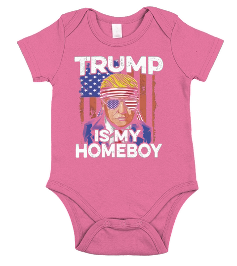 Donald Trump Is My Homeboy Glasses Headband Usa Flag 4th Of July Short Sleeve Baby One-Piece