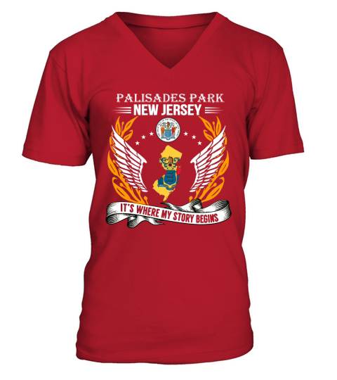 Palisades Park New Jersey Its where my story begins V-Neck T-shirt