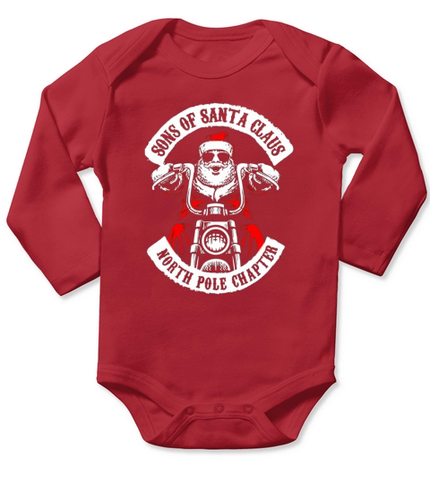Merry Christmas Sons Of Santa Claus TShirt Funny Biker Xmas Tee Anarchy Man Long Sleeve Baby One-Piece