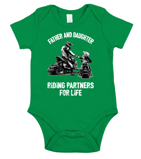 Father And Daughter Riding Partners For Life  Snowmobile Short Sleeve Baby One-Piece