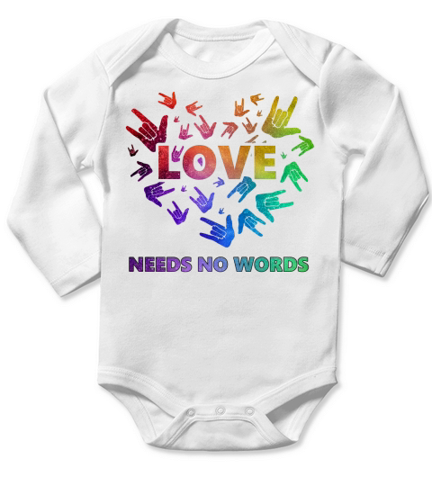 Love needs no words(4) Long Sleeve Baby One-Piece