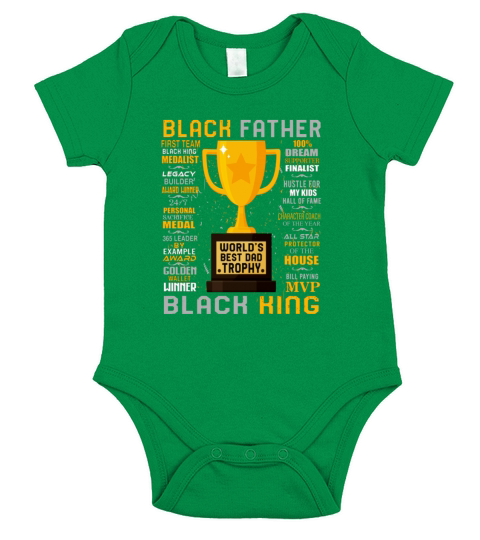 Black Father World’s Best Dad Trophy Short Sleeve Baby One-Piece