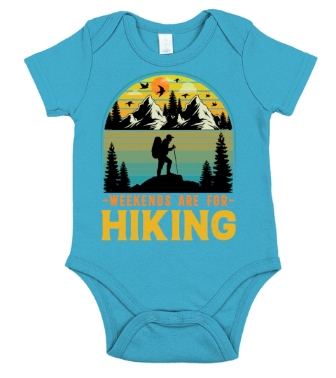 Weekends Are For Hiking T Shirt Design (1) Short Sleeve Baby One-Piece