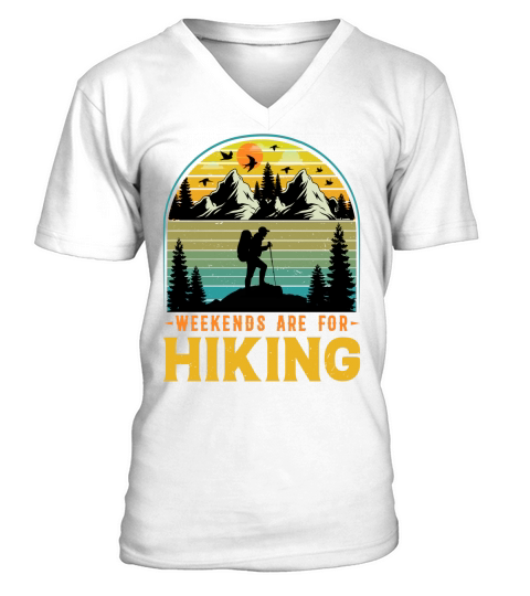 Weekends Are For Hiking T Shirt Design (1) V-Neck T-shirt