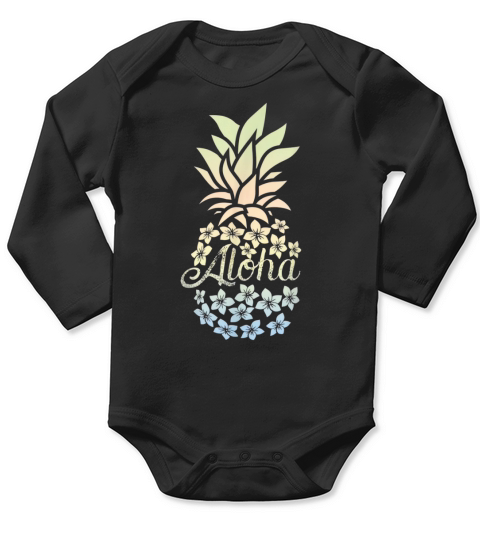 Pineapple Flowers Aloha Hawaii Vintage Hawaiian shirt Long Sleeve Baby One-Piece