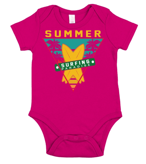 Summer surfing paradise Short Sleeve Baby One-Piece
