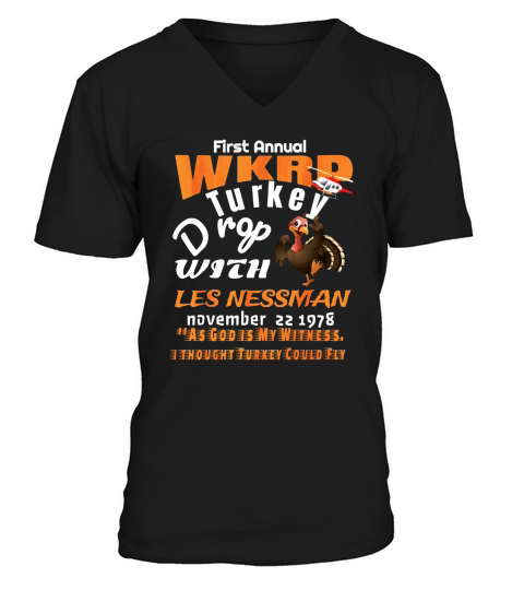 First Annual WKRP Turkey Drop As God is My Witness V-Neck T-shirt