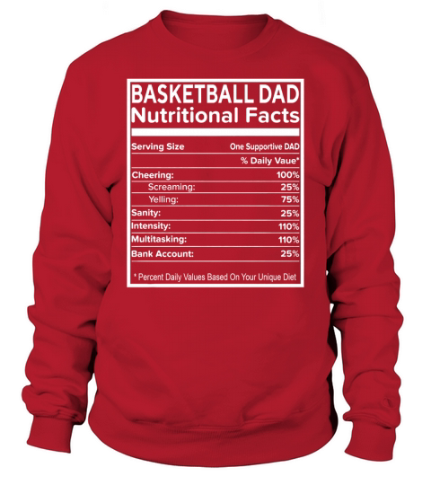 Basketball Dad T-Shirt Basketball Dad Nutritional Fact Shirt Black Youth B077XGHJ14 1 Sweatshirt Unisex