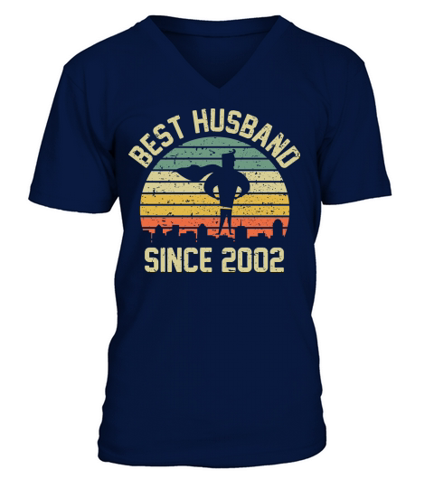 Wedding Anniversary Best Husband SINCE 2002 V-Neck T-shirt