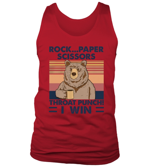 Bear Rock paper scissors throat punch I win Vintage retro Tank Top Unisex