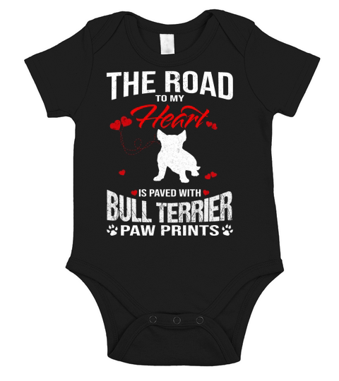 Bull Terrier Paw Prints The Road To My Heart Dog Short Sleeve Baby One-Piece