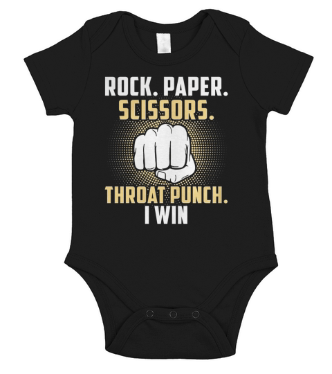 ROCK PAPER SCISSORS THROAT PUNCH I WIN Short Sleeve Baby One-Piece