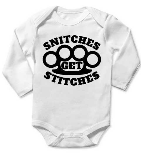 Snitches Get Stitches Long Sleeve Baby One-Piece