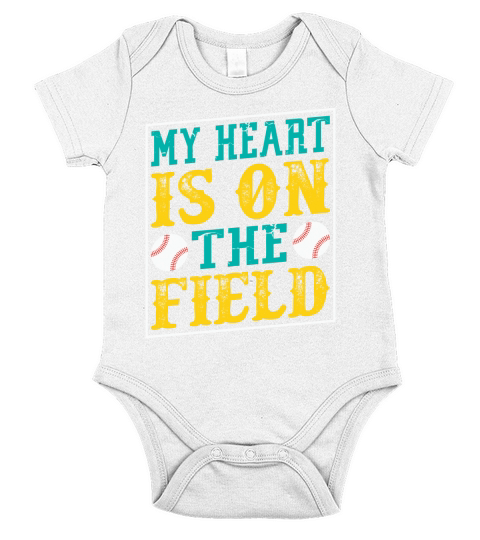 My heart is on the field Short Sleeve Baby One-Piece