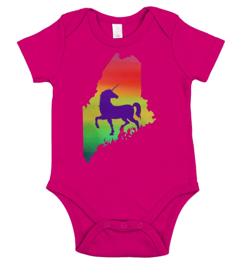 Maine Unicorn T-shirt LGBT Pride Rainbow Short Sleeve Baby One-Piece