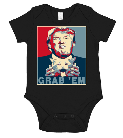 trump grab em cat poster Short Sleeve Baby One-Piece