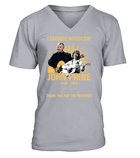 Legends never die John Prine 1946 2020 signature thank you for the memories V-Neck T-shirt