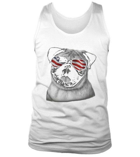 Funny Pug American Flag Dog T-Shirt 4th of July Patriotic Tank Top Unisex