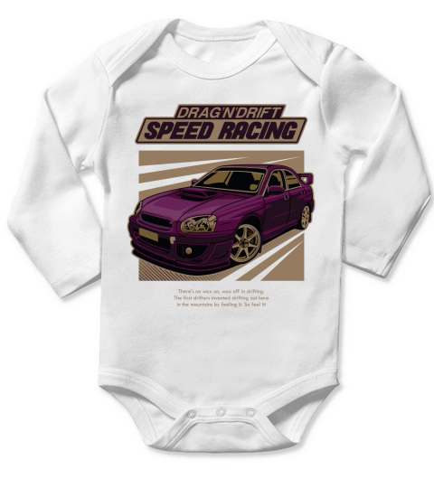 Vintage Car Dragndrift speed racing Long Sleeve Baby One-Piece