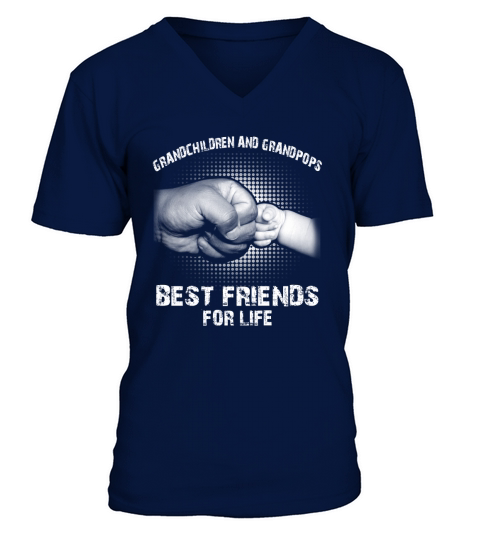 grandchildren & grandpops Friend For Lif - Coffee Mug (colored) V-Neck T-shirt