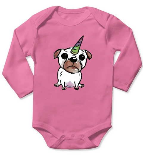 PUG UNICORN Long Sleeve Baby One-Piece