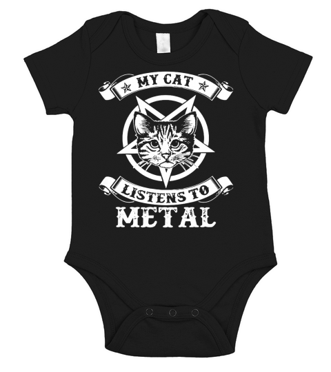 MY CAT LISTEN TO METAL Short Sleeve Baby One-Piece