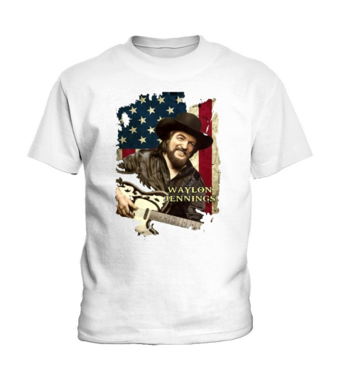 American flag Waylon Jennings shirt Kids T-Shirt