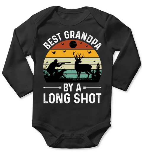 Best Grandpa By a Long Shot Hunting T Shirt Design (2) Long Sleeve Baby One-Piece