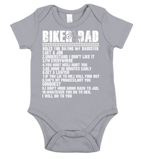 Biker Dad Rules For Dating My Daughter T Shirt Black Youth B077S2M9K2 1 Short Sleeve Baby One-Piece